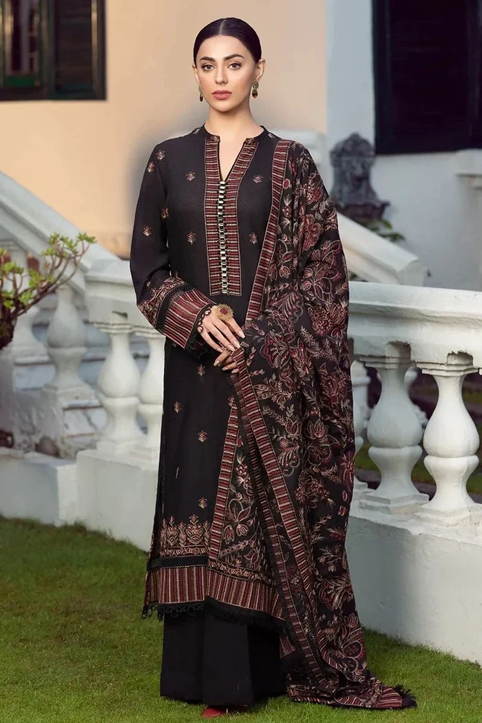 PREMIUM 3PC DHANAK WINTER SUIT | EMBROIDERED SHIRT, EMBROIDERED SHAWL & DUPATTA | IR-1133